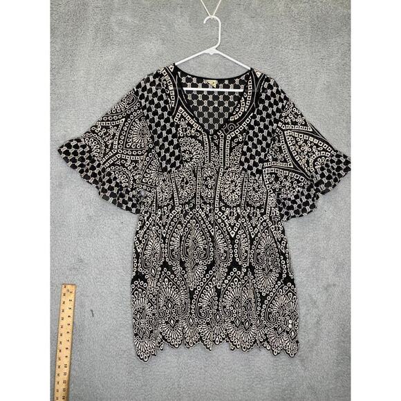 Anthropologie Akemi Kin Brooke eyelet swing dress sheer embroidered boho 4 - Picture 3 of 11